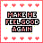 Pixelated icon with pink hearts bordering white background, black text blocks reading "MAKE ME FEELGOOD AGAIN" in mixed case.