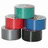 Stack of five duct tape rolls in red, blue, black, gray, and teal colors with pixelated text reading "Im in love with a duct tape dork :}" on the right.