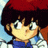 Pixelated anime character with dark hair and red headband, wearing blue shirt, against light blue background with black showing 'Anime IM' and 'com' text