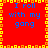 Red background with blue text reading "I roll with my gang" surrounded by yellow and orange pixelated border, no visible animation changes.