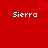 Red background with white pixelated text 'Sierra' on left and right, red heart symbol above center-left.