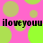 Pink background with green and yellow circles; black text "iloveyouu" repeated twice horizontally in two