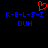 Red pixelated heart symbol above blue text reading K-E-L-S-I and DUH on black background.