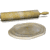 Animated sequence showing a rolling pin flattening dough on a circular surface, with visible changes in dough shape and shadow across frames.