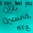 A turquoise background with dark cursive text reading "I can feel you around me" in a stylized font, with a gray replacing the bottom-right quadrant