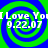 Four identical display green and blue spiral backgrounds with white text reading "I Love You" above "9.22.07" in a pixelated font
