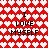 Red and white pixelated heart pattern background with black text reading "I LOVE MYSELF" repeated in two