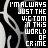Black-and-white pixelated image with repeated text "I'M ALWAYS JUST THE VICTIM IN THIS WORLD OF CRIME" overlaid on abstract branching patterns.
