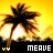 Pixelated palm tree silhouette against yellow-orange gradient sky with white light burst, black base, and 'meave' text below.