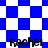 Blue and white checkered pattern with four instances of the name 'Rachel' in black text, displayed in a