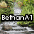 Animated sequence showing a stream with green foliage background and text changing from 'BethanA1 is so' to 'amazing !!!!'