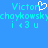 Pixelated text and symbols on a blue background with cyan lettering, including 'Victor' with a heart symbol replacing the 'o', repeated names, and 'i<3u'.