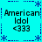 Cyan background with blue dotted borders and star motifs, displaying four identical text blocks reading "American Idol <333" in black pixelated font.