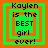 Green and orange pixelated square with text 'Kaylen is the BEST girl ever!' in black, featuring four variations of nested border arrangements.