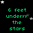 Green text reading '6 feet underrr the stars' on black background with white and gray star icons scattered across.