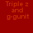 Red background with orange text reading "Triple z and g-gunit" arranged in a pattern, with yellow rectangular overlays shifting positions across frames