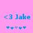 Pixelated blue text '<3 Jake' on pink background with blue and light blue star icons below, two identical frames side-by-side.