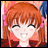 A 2x1 contact sheet of a pixelated anime-style character icon with text elements on the right side, showing two sampled frames from an animated buddy icon.