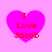 Four identical pink heart-shaped icons with red text "I Love Jacob" on a light pink background, arranged in a