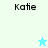 Pixelated text 'Katie' appears in four quadrants with a star symbol shifting between light blue and white on different backgrounds.