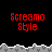 Red pixelated text "Screamo Style" appears in multiple positions on a black background with gray jagged borders.