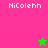 Pixelated text 'NiColehh' appears on pink and green backgrounds with a star icon changing color between frames.