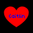 Four red heart shapes with blue text "Caitlin" on a black background, arranged in two of two