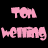 Animated icon shows a person with dark curly hair smiling, accompanied by pink text reading "TOM WELLING IS HOT!" and two heart symbols.