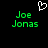 Green pixelated text 'Joe Jonas' appears twice on a black background with a white heart outline above the left instance.