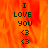 A pixelated icon with orange flame-like background displaying 'I LOVE YOU' text and two heart symbols, transitioning from a full frame to a cropped version.
