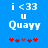 Blue background with white text 'i <33 u Quayy' and red/purple asterisks; animation changes purple asterisk to red.