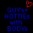 Static pixel art displays blue text on black background with red heart symbol above.