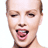 A 48x48 pixel buddy icon featuring a close-up of a person's face on the left and stylized text on the right against a teal background.
