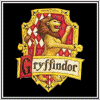 A 4x4 contact sheet of animated Harry Potter-themed buddy icons featuring house crests, character images, and text prompts about personality traits.