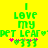 Green pixelated text on yellow background reads "I LOVE MY PET LEAF" with pink and green flower icons below, two versions differ in flower arrangement.