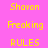 Pixelated yellow text on a split background of pink and blue, displaying 'Shavon', 'Freaking', and 'RULES' in vertical arrangement.