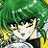 A pixelated anime-style character with green hair and yellow eyes on the left, next to a black background with white text reading "Anime IM" and a stylized signature below it.