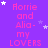 Purple background with repeated pink text 'Horrie and Alia - my LOVERS' surrounded by white and purple stars.