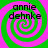 Four identical spiral patterns with alternating green and pink colors, each containing the text 'annie dehnke' in black font.