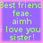 Four identical purple square with pink borders display green pixelated text reading 'Best friend feae. aimh i love you i sister!'