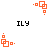Orange geometric shapes and black text 'ILY' arranged in a pattern with animated variations