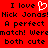 Red background with black pixelated text and a white heart symbol, repeating phrases about Nick Jonas.