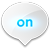 A white, rounded, heart-shaped icon with a blue 'on' text in the center, set against a gray background.