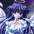 Anime-style character with purple hair and angel wings in a blue and white dress, shown in three with subtle pose changes