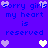 Pixelated blue background with repeated text and heart symbols in white and light purple.