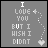 A 3x3 contact sheet of nine animated frames showing a gray background with white pixelated text "I LOVE YOU BUT I WISH I DIDN'T" and a dotted heart trail, each frame displaying slight variations in the heart's position and dot density.