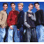 Six distinct pixelated images of young men in various poses and settings, including a group shot with blue background.
