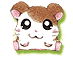Two pixelated hamster icons with brown and white fur, pink ears, black eyes, and green outlines; left icon has rectangular shape, right is rounded.