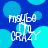 Pixelated blue background with cyan circles and white text reading "MAYBE I'M CRAZY" in a blocky font.