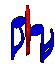 Animated sequence of red and blue musical notes rotating in a 3D space against gray background.